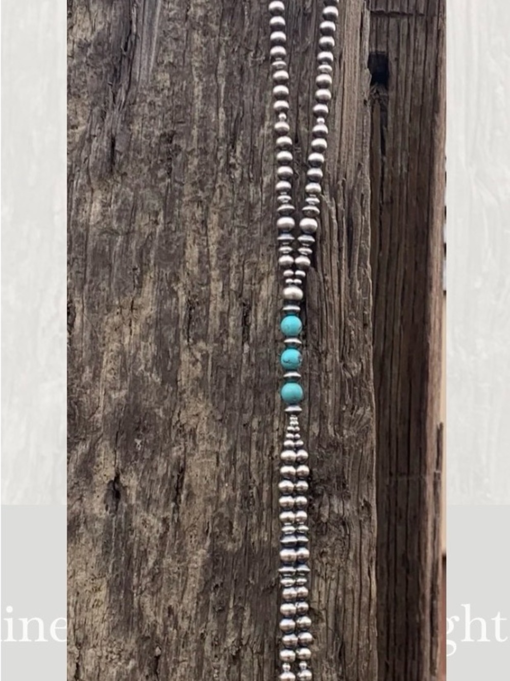 Turquoise and sterling pearl lariat - stamped & signed